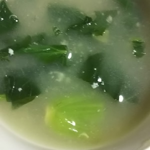 小松菜、にんにくの味噌汁